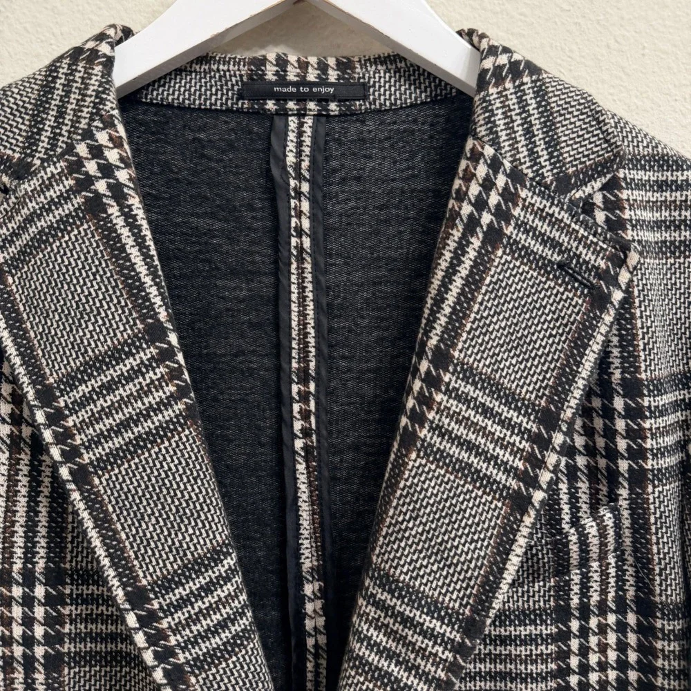 Zara Glen Check Plaid Two-Button Tailored Jacket Mens 40R Sport Coat Blazer
